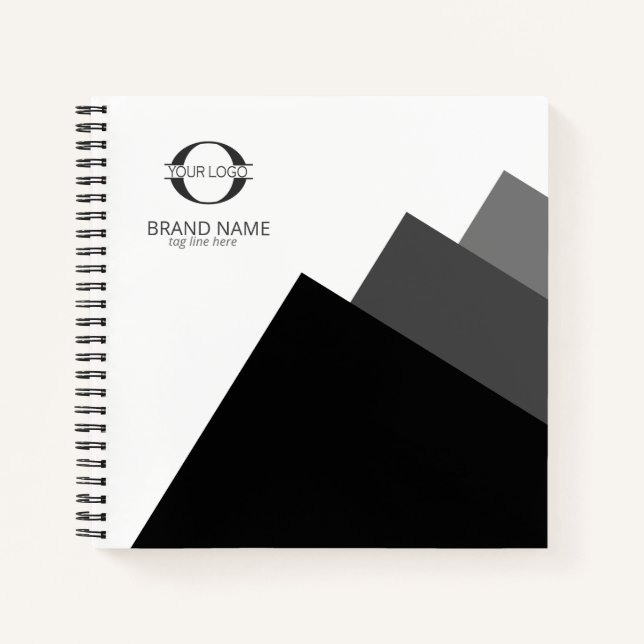Any 3 Colours Geometric w/Logo Blk on White ID812 Notebook (Front)