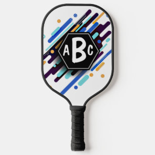 Any 3 Initial Letter Monogram Blue Tan White Paint Pickleball Paddle