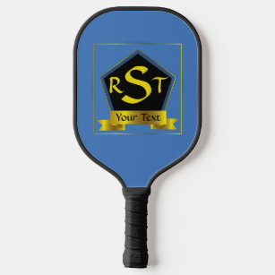 Any 3 Initial Letter Monogram Shield with Ribbon   Pickleball Paddle