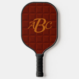 Any 3 Initial Monogram Letter Brown Cushion Square Pickleball Paddle