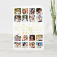 Any Age 16-Photo Collage Birthday Card – Yellow Mo