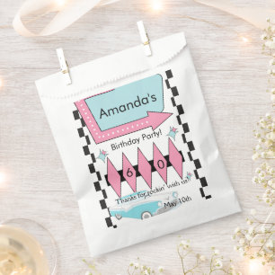 Any Age, 1950's Diner Birthday Thank You Favour Bag