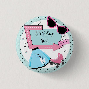 Any Age,1950's Retro Birthday  1 Inch Round Button