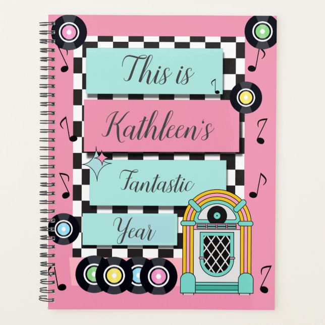 Any Age,1950's Retro Birthday  Planner (Front)
