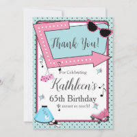Any Age,1950's Retro Birthday Thank You