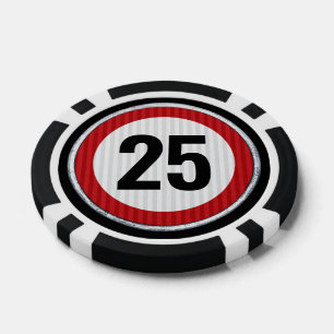 ANY AGE 25th Birthday Speed Limit Sign Poker Chips