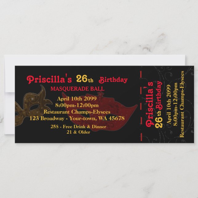 any age,26th,Invitation Ticket styl,Birthday Woman Invitation (Front)