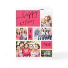 Any Age 5 Photo Collage Pink Personalized Birthday