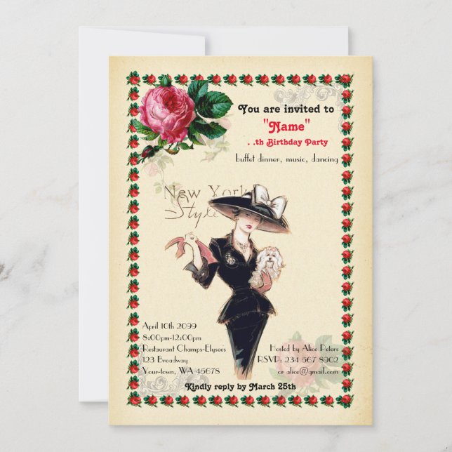 any age,60th,Birthday Party woman,Gatsby, Art-Deco Invitation (Front)