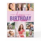Any Age 8 Photo Collage Personalized Pink Birthday