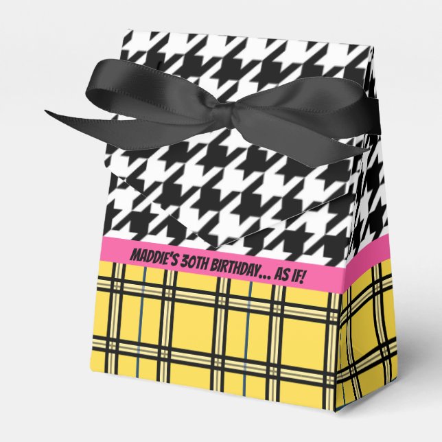 ANY AGE 90’s plaid and houndstooth party Favor Box (Front Side)