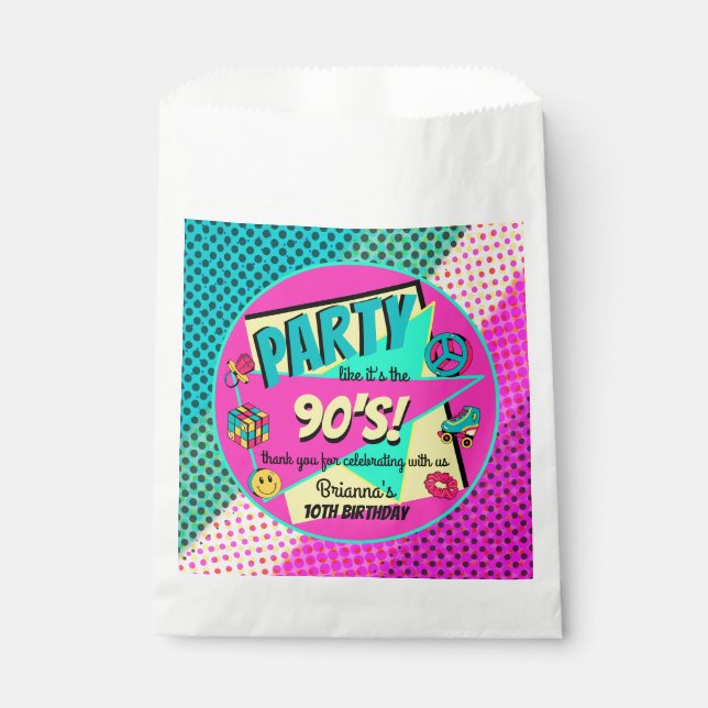 ANY AGE 90's retro birthday party thank you favour Favour Bag (Front)