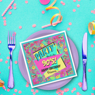 ANY AGE 90's retro personalized party napkins