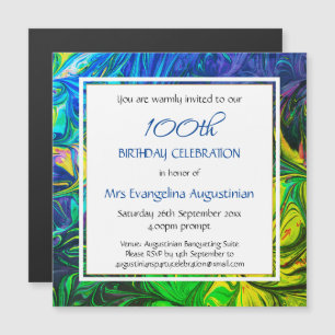 ANY AGE Abstract Blue Customizable Birthday Magnetic Invitation