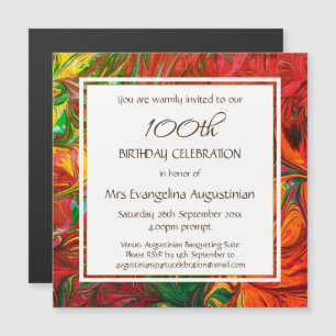 ANY AGE Abstract Red Customizable Birthday Magnetic Invitation