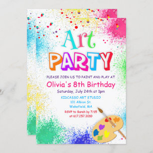 ANY AGE Art Party Paint Party Birthday Invitation