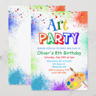 ANY AGE Art Party Paint Party Birthday Invitation