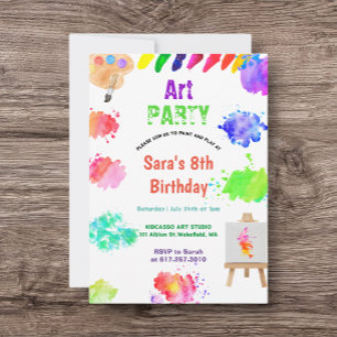 ANY AGE Art Party Paint Party Birthday Invitation