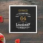 Any Age Birthday Black Gold Retro Legendary Napkin<br><div class="desc">For those celebrating their birthday we have the ideal birthday party napkins with a vintage feel. The black background with a white and gold vintage typography design design is simple and yet elegant with a retro feel. Easily customize the text of this birthday gift using the template provided. Part of...</div>