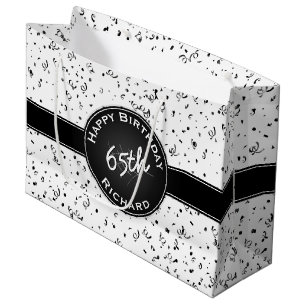 Any Age Birthday - Black/White Party Theme Large Gift Bag
