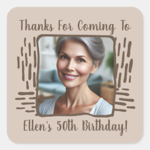 Any Age Birthday Custom Photo Name Thank You Square Sticker