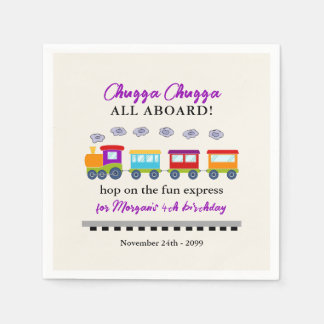 Any Age Birthday Cute Colourful Train  Napkin
