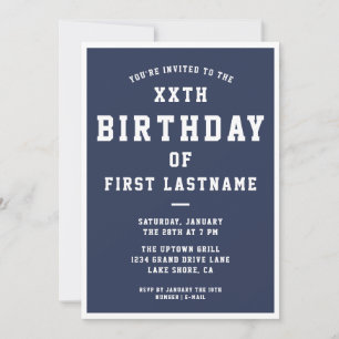 ANY AGE Birthday Invitation   Navy Blue