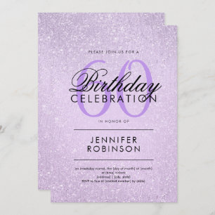 Any Age Birthday Lavender Purple Glitter Paint Invitation