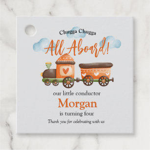 Any Age Birthday Lovely Train Watercolor Party Favour Tags