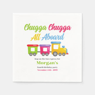 Any Age Birthday Party Chugga Choo Colourful Train Napkin
