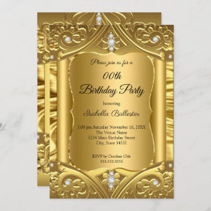 Any Age Birthday Party Gold Diamonds images Invitation