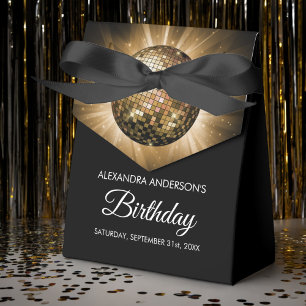 Any Age Birthday Party Gold Sparkle Disco Ball Favor Box