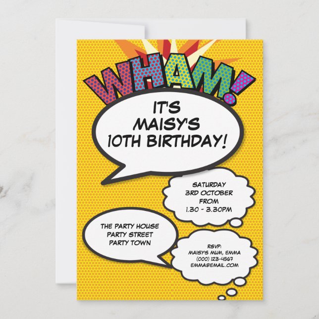 Any Age Birthday Party Modern Fun WHAM Invitation (Front)