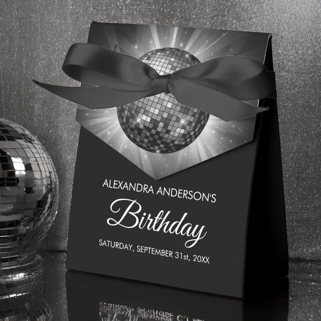 Any Age Birthday Party Silver Sparkle Disco Ball Favor Box (Creator Uploaded)