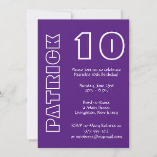 Any Age Birthday Purple and White Invitation