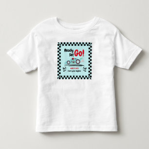 Any Age Birthday Ready Set Go Blue Race Car Toddler T-shirt