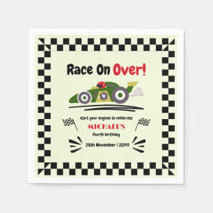 Any Age Birthday Ready Set Go Green Race Car Napkin