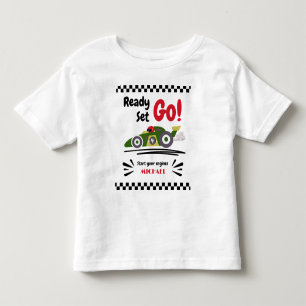 Any Age Birthday Ready Set Go Green Race Car Toddler T-shirt