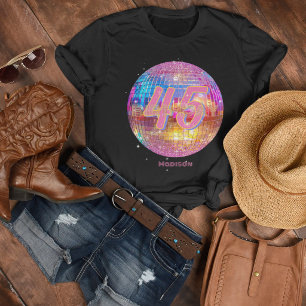 Any Age Birthday Retro Hot Pink Disco Ball T-Shirt
