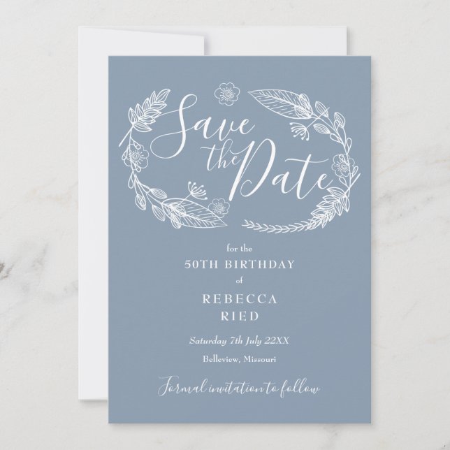 Any Age Birthday Rustic Country Floral Save The Date (Front)