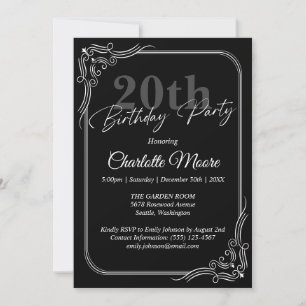 Any Age Black and White Birthday Modern Invitation