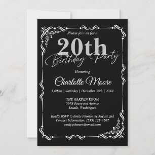 Any Age Black and White Birthday Modern Invitation