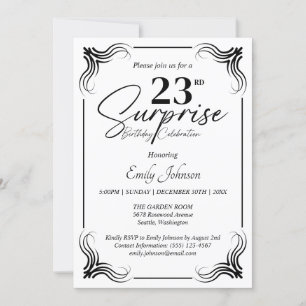 Any Age Black and White Birthday Simple Invitation