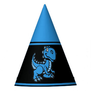 Any Age Blue and Black T Rex Dinosaur Birthday  Party Hat