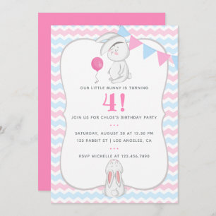 Any Age Bunny themed Birthday Party Invitation