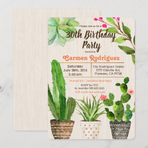 ANY AGE - Cactus Succulent Birthday Invitation