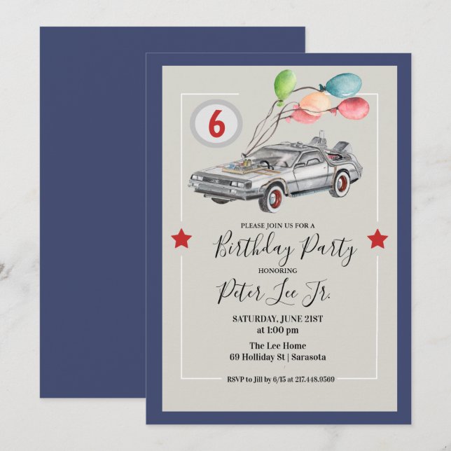 ANY AGE - Car Boy Birthday Party Invitation (Front/Back)