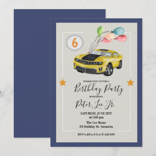 ANY AGE - Car Boy Birthday Party Invitation