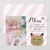 ANY AGE - Cat Kitten Photo Birthday Invitation