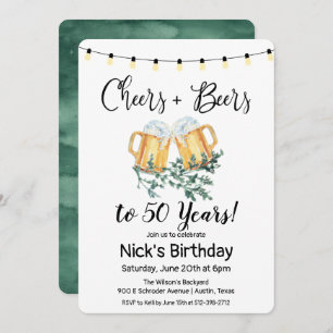 ANY AGE - Cheers and Beers Birthday Invitation